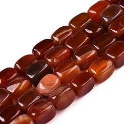 天然赤瑪瑙（染色・加熱）ビーズ連売り  直方体の  7.5~13x6.5~12.5x6~11.5mm  穴：1.2mm  約33個/連  13.98~15.6''（35.5~39センチメートル）&nbsp;G-T138-104