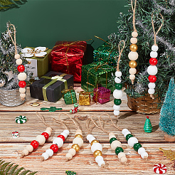 30Pcs 6 Colors Wooden Beaded Pendant Decorations&nbsp;HJEW-AB00737