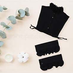 取り外し可能なシフォンシャツ レディース つけ襟 1枚  ネックライントリム DIY 衣服アクセサリー  取り外し可能なコットンスリーブ1組付き  ブラック  365x355x4mm&nbsp;AJEW-CY0001-38B