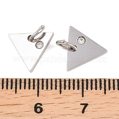 316サージカルステンレスペンダント  キュービックジルコニア付き  三角形  透明  ステンレス鋼色  9.5x10.5x2mm  穴：3mm&nbsp;STAS-K178-07P