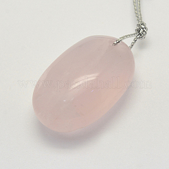 天然石ローズクォーツペンダント  混合図形  30~66x18~52x3~14mm  穴：2mm&nbsp;G-G694-A-14