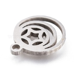 変色しない304ステンレススチールチャーム  レーザー切断  スターとフラットラウンド  ステンレス鋼色  12x10x1mm  穴：1.2mm&nbsp;STAS-A047-20P