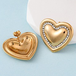 304 Stainless Steel Rhinestone Stud Earrings&nbsp;EJEW-K311-02G