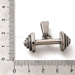 304ステンレスペンダント  バーベルチャーム  アンティークシルバー  14x33x7.5mm  穴：10x5.5mm&nbsp;STAS-Z110-27AS