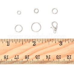 DIYジュエリーメイキングファインディングキット  真鍮オープン丸カンを含む  亜鉛合金カニカン  プラチナ  12x6mm  20pc&nbsp;DIY-FS0009-91P