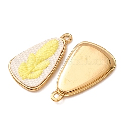 304ステンレススチールと布刺繍のペンダント  花のチャームが付いた三角形  イオンプレーティング（ip）  長持ちメッキ  18KGP本金メッキ  きいろ  27.5x17x3mm  穴：1.6mm&nbsp;FB-CBAFBAF-02G