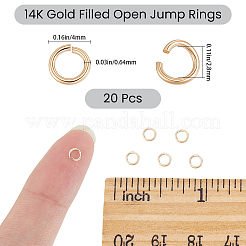 20 個真鍮オープン丸カン  本金14KGFゴールドフィルド  4x0.64mm  内径：2.8mm&nbsp;FIND-BBC0005-07B