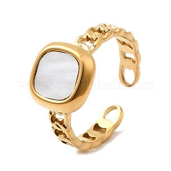 304 Stainless Steel with Shell Open Cuff Rings&nbsp;RJEW-K248-21G
