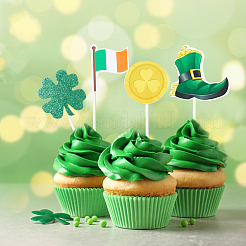 Saint Patrick's Day Clover Paper Cake Toppers&nbsp;AJEW-WH20022-29A