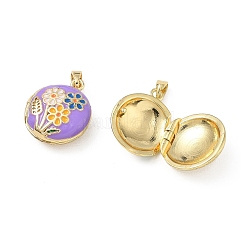 4Pcs 4 Colors Brass Enamel Photo Locket Pendants&nbsp;KK-F939-09G