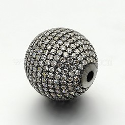 Brass Micro Pave Cubic Zirconia Round Beads&nbsp;ZIRC-M039-13B-RS