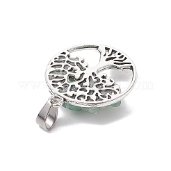 10 個 10 スタイルの天然混合宝石チップペンダント  生命の木合金チャーム  プラチナ  35x25x6.5mm  穴：6x4mm  10個/セット&nbsp;PALLOY-JF02836