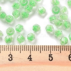 ガラスシードビーズ  色の内側  双円錐形  ライム  4.5x3.5mm  穴：1.4mm  約125個/10g&nbsp;X1-SEED-A032-01B