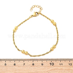 女性用304ステンレススチールロープチェーンブレスレット  ピーナッツ  イオンプレーティング（ip）  ゴールドカラー  6-3/4インチ（17.2cm）&nbsp;BJEW-C094-10G