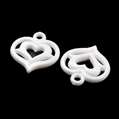 バレンタインデーの不透明アクリルパーツ  ハートチャーム  ホワイト  27x25x4mm  穴：3mm  約467個/500g&nbsp;SACR-L007-042A