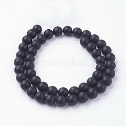 Natural Black Agate Bead Strands&nbsp;G-G735-60F-8mm-A