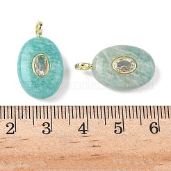Natural Amazonite & Cubic Zirconia Pendants&nbsp;G-Z076-01G-15