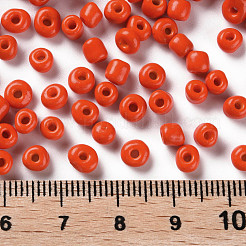 ベーキングペイント ガラスシードビーズ 6/0個  ダークオレンジ  4~5x3~4mm  穴：1~2mm&nbsp;SEED-S004-Y5