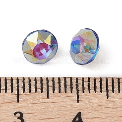 ガラスラインストーンカボション  フラットバック＆バックメッキ  多面カット  ダイヤモンド  バミューダブルー  6x4.5mm&nbsp;RGLA-L029-09A-BBLA