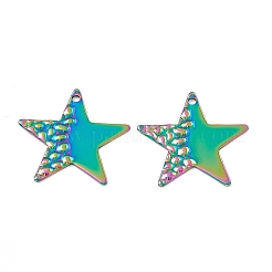 イオンプレーティング（IP）304ステンレスペンダント  星のチャーム  虹色  25x26x1mm  穴：1.5mm&nbsp;STAS-B031-03R