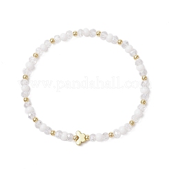 ガラスビーズストレッチブレスレット  金色の真鍮ビーズと  蝶  内径：2-1/8インチ（5.4cm）  蝶：5x7x3&nbsp;BJEW-JB11719-01