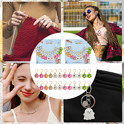 Alloy Enamel Flower with Yin Yang Charm Locking Stitch Markers&nbsp;HJEW-PH01723