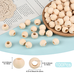 Natural Unfinished Wood Beads&nbsp;WOOD-PA0001-16B