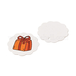 クリスマステーマの紙プリントギフトタグ100個  ラウンド  ホワイト  4x0.04cm&nbsp;CDIS-H007-04