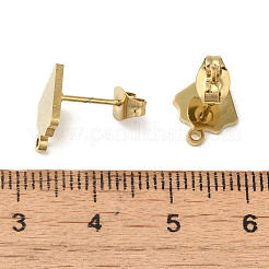 イオンプレーティング（IP）304ステンレススチールスタッドピアス金具  矢印  ゴールドカラー  12x9mm  穴：1.2mm  ピン：0.7x11mm&nbsp;STAS-I206-79G