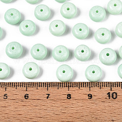 不透明ベーキングペイントガラスシードビーズ  丸い穴  ロンデル  アクアマリン  8~8.5x5mm  穴：1.2~1.4mm  約865個/ポンド&nbsp;SEED-N008-03A-06