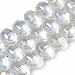 メッキガラスビーズ連売り  ABカラー  オーバル  クリアAB  10.5~11.5x14x10mm  穴：1mm  約57~59個/連  24.41インチ〜25.20インチ（62~64cm）&nbsp;EGLA-S188-22-B03