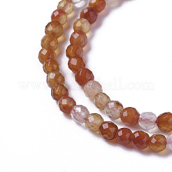 天然石赤瑪瑙ビーズ連売り  多面カット  ラウンド  2~2.5x2mm  穴：0.2mm  約180個/連  15インチ&nbsp;G-F596-35-2mm