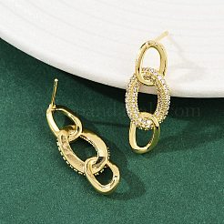 Brass Micro Pave Cubic Zirconia Stud Earrings for Women&nbsp;EJEW-K312-02G
