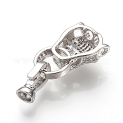 Brass Micro Pave Cubic Zirconia Fold Over Clasps&nbsp;ZIRC-S058-02P