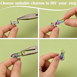 鉄の指輪のプロングセッティング  4つの爪のプロングリングのセッティング  プラチナ  トレイ：20x8mm  18mm&nbsp;IFIN-K035-01P