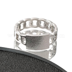 女性用テクスチャ長方形 304 ステンレススチール指輪  ステンレス鋼色  内径：17mm&nbsp;RJEW-L126-03B-P
