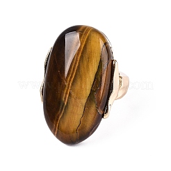 Natural Tiger Eye Stretch Finger Rings&nbsp;RJEW-N055-01D