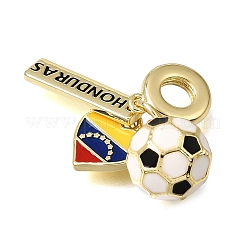 Football Theme Brass & Enamel European Dangle Charms&nbsp;KK-CBA8E93-01G