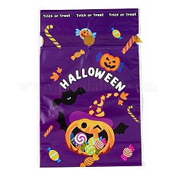 長方形のハロウィンキャンディビニール袋50個  キャンディプリントキャンディ巾着袋  インディゴ  23.2x14.9x0.05cm&nbsp;ABAG-U001-01O