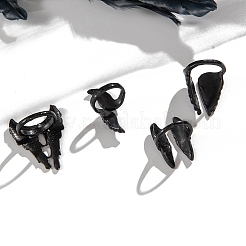 ユニセックス用4スタイル合金ウィングフィンガーリングセット4個。  ブラック  内径：18~19mm  1個/スタイル&nbsp;PW-WG3588A-01