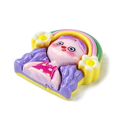 不透明樹脂デコデンカボション  ファッションの女の子  カラフル  25x24.5x8mm&nbsp;RESI-C045-01B