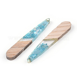 Transparent Resin & White Wood Pendants&nbsp;RESI-TAC0021-80