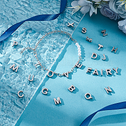 304ステンレススチールチャーム26個  〜zをアルファベット  ステンレス鋼色  9~10x2~11.5x3mm  穴：1.4~1.6mm&nbsp;STAS-UN0064-51P