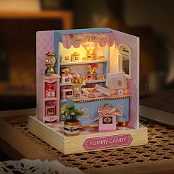 ミニ木製 DIY 3D ハウス パズル キット  建物組み立てモデル  ドールハウスの装飾アクセサリー  カラフル  90x90x115mm&nbsp;MIMO-PW0003-055B
