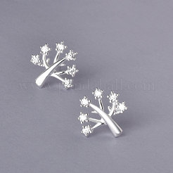 925 Sterling Silver Micro Pave Clear Cubic Zirconia Tree Stud Earrings&nbsp;FS-WG69278-01