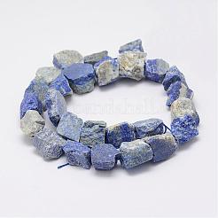 生の粗いラピスラズリビーズ連売り  ナゲット  15~20x14~18x10~14mm  穴：1mm  約18~25個/連  14.9インチ（38cm）&nbsp;G-E343-13