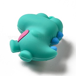 大きな目の恐竜の形の pvc ペンダント  ターコイズ  49.5x44x25mm  穴：3mm&nbsp;KY-E012-07C