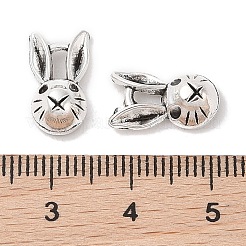 チベット風亜鉛合金バニーペンダント  鉛フリー＆カドミウムフリー  ウサギのチャーム  アンティークシルバー  13.6x7.7x5mm  穴：2mm&nbsp;X-TIBEP-R334-037AS-RS