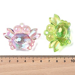 電気メッキ透明UVメッキアクリルパーツ  虹色の  カニチャーム  ミックスカラー  34x48.5x19mm  穴：3mm&nbsp;OACR-I014-34