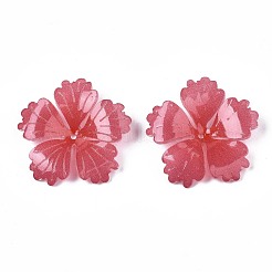 プラスチックビーズ  花  サクランボ色  23x23.5x4mm  穴：1.2mm&nbsp;KY-N015-66